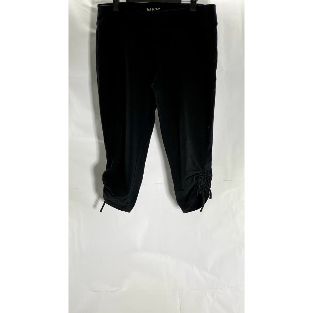 MNY Marc New York Women's Black Solid Pull-On Cinched-Hem Capri Pant SZ L